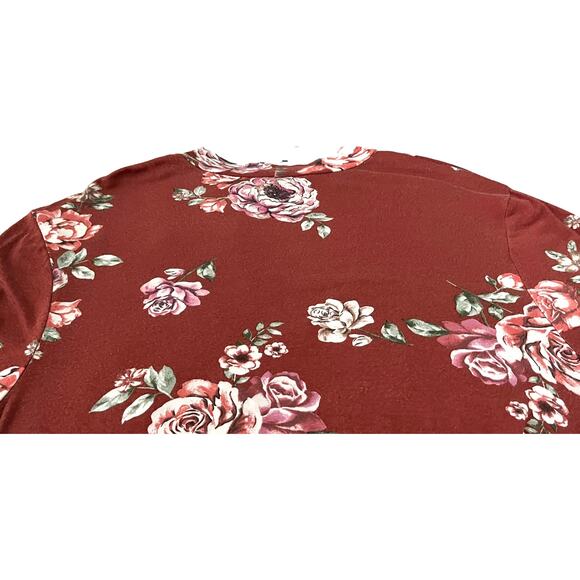 LIME N CHILI LONG SLEEVE, CUT OUT KEYHOLE NECK, WOMENS, L, BURNT ORANGE FLORAL - Picture 7 of 10